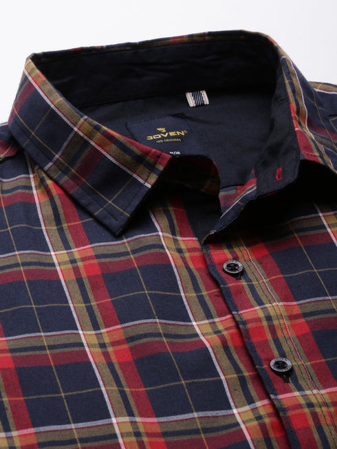 Navy Blue Checks Full Sleeves Shirt